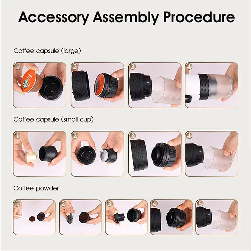 USB Rechargeable Portable Coffee Maker for Capsules 3-In-1 Capsule Coffee Maker Small Wireles Electric Espresso Machine Dropship